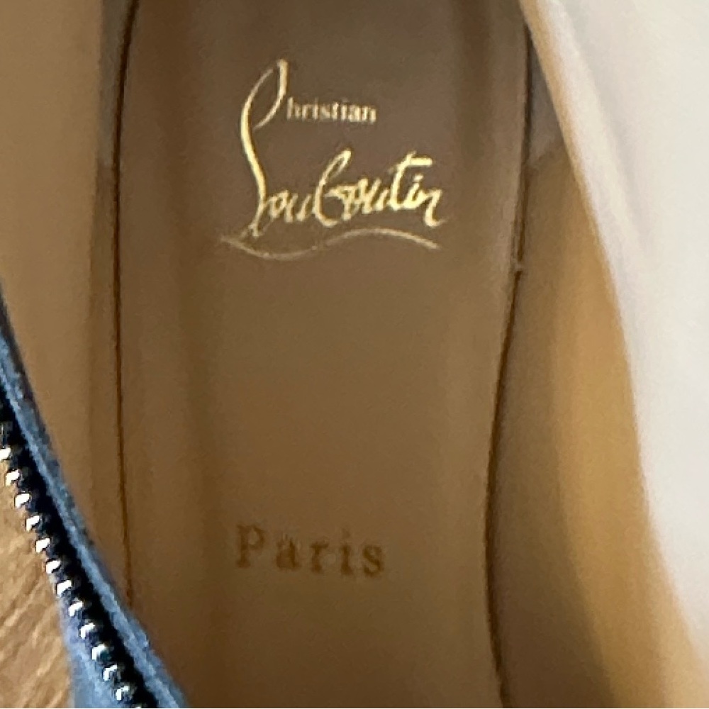 Christian Louboutin Blue Suede Heeled Boots - Picture 7 of 8